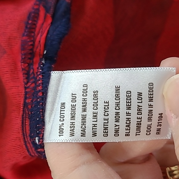 Crown & Ivy Red & Navy Blue Plaid Blouse with a ruffled neckline size Small - Picture 5 of 7